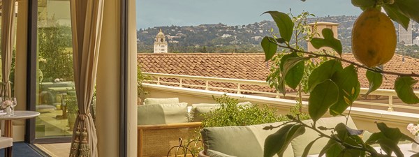 View of Hollywood hills from the rooftop bar Dante